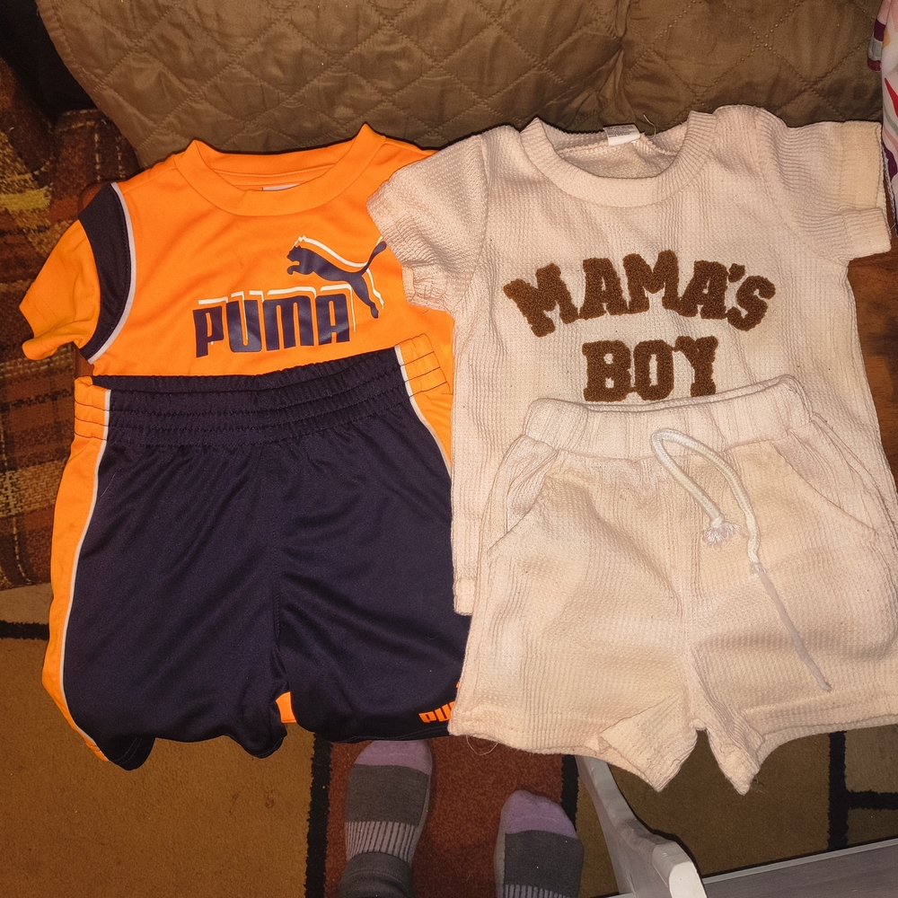 Puma Bright Orange and Navy Kids Set